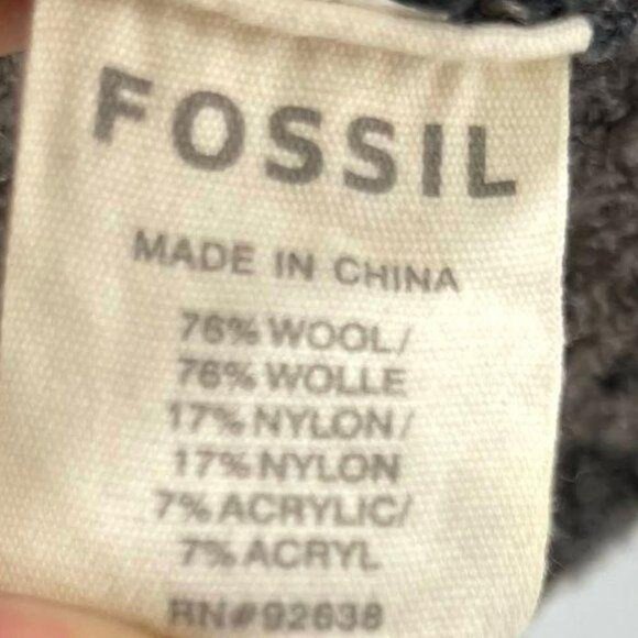 Fossil Popcorn Crew Neck Striped Wool Gray Sweater - Picture 2 of 4